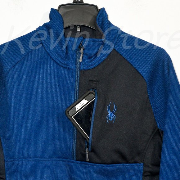 Blue NWT Spyder Men’s Half (1/2) Zip Jacket - Picture 4 of 7